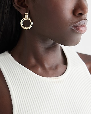 Circle Doorknocker Drop Earrings