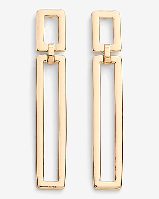 Linked Rectangle Drop Earrings Women's Gold