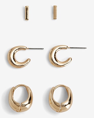 Set Of 3 Mini Hoop Stud Earring Set