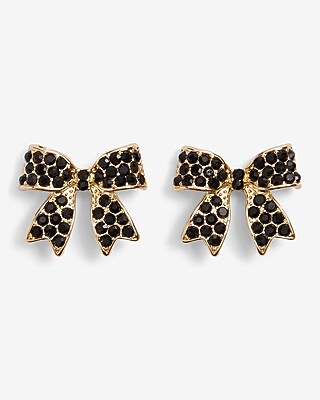 Rhinestone Embellished Bow Stud Earrings