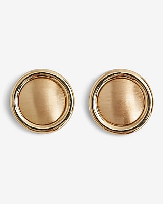 Brushed Button Stud Earrings