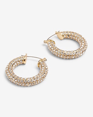 Rhinestone Tube Hoop Earrings
