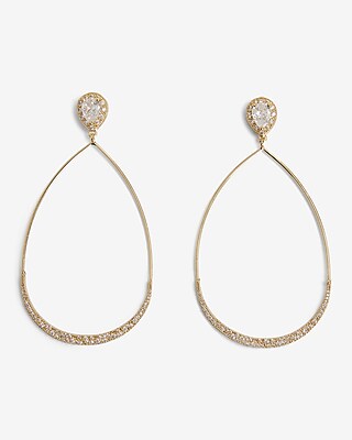 Rhinestone Wire Teardrop Earrings