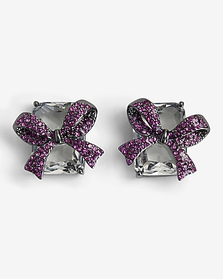Bow Detail Rhinestone Stud Earrings