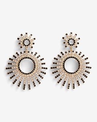 Rhinestone Double Burst Drop Earrings