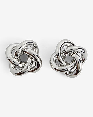Knot Stud Earrings Women's Silver