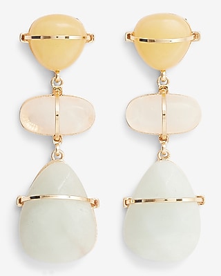 Triple Stone Wire Drop Earrings