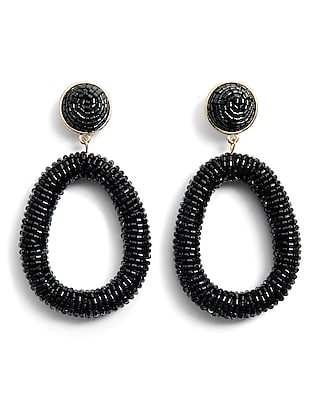 Beaded Oval Doorknocker Earrings