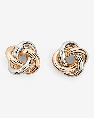 Mixed Metal Knot Stud Earrings