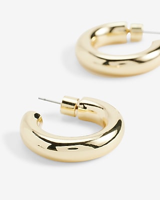 Medium Tube Hoop Earrings Women's Gold