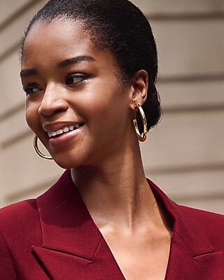 Tube Hoop Earrings Women's Gold