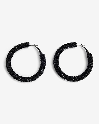 Rhinestone Beaded Hoop Earrings