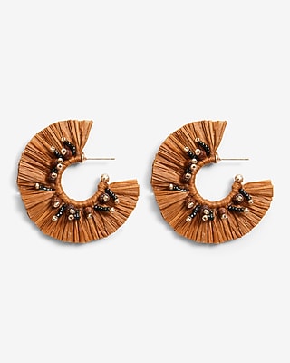 Beaded Fan Hoop Earrings