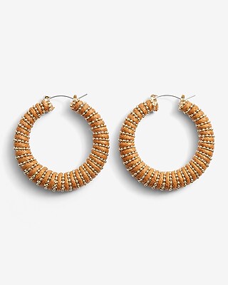 Beaded Wrapped Hoop Earrings