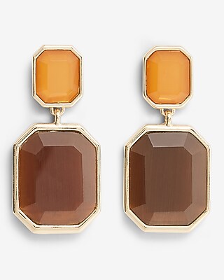 Two Tone Double Stone Drop Earrings