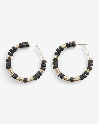 Block Beaded Colorblock Hoop Earrings
