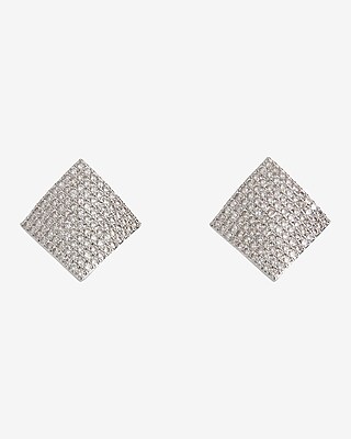 Rhinestone Embellished Diamond Curve Stud Earrings