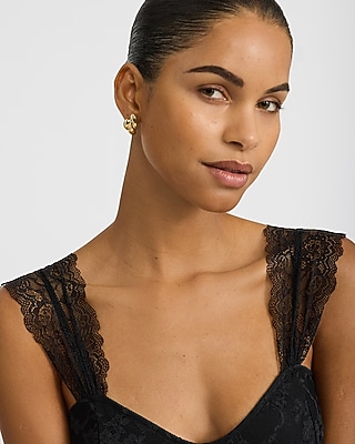 Gold Puffy Drop Earrings