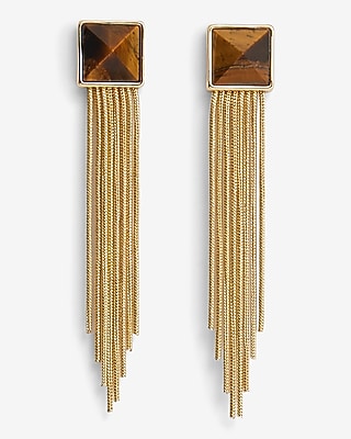 Stone Fringe Drop Earrings
