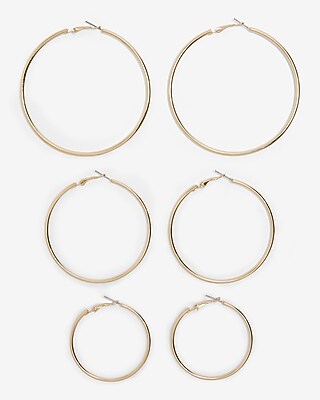 Set Of 3 Mixed Size Hoop Earrings