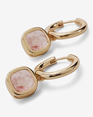 Pink Stone Charm Huggie Earrings