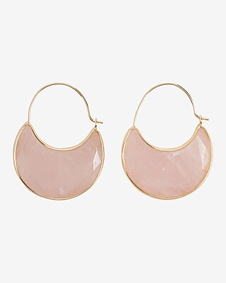 Stone Dome Wire Hoop Earrings Women's Pink