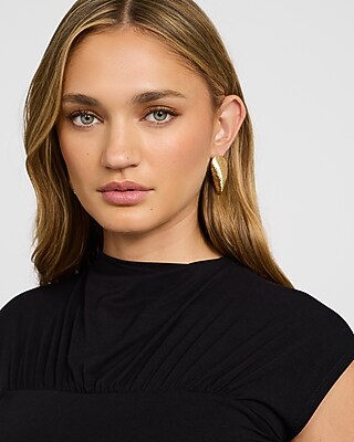 Textured Gold Oyster Shell Stud Statement Earrings