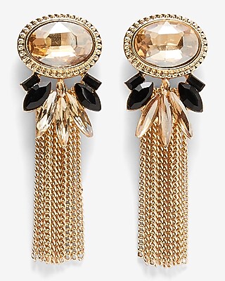Rhinestone Stud Fringe Drop Earrings