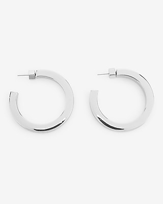 Squared Hoop Earrings Women's Silver