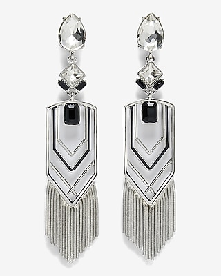 Stone Fringe Drop Earrings