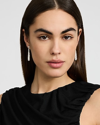 Express Women's Pave Teardrop Drop Earrings in Silver