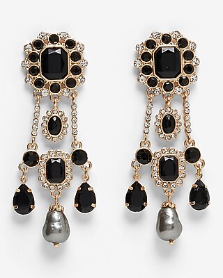 Rhinestone Pearl Embellished Chandelier Earrings
