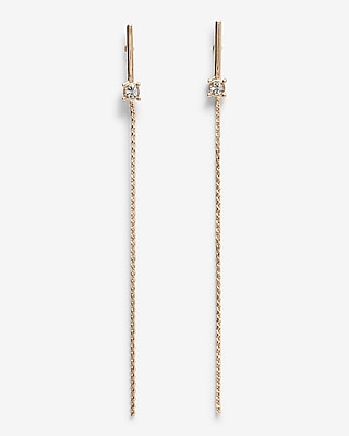 Dainty Crystal Bar Chain Drop Earrings