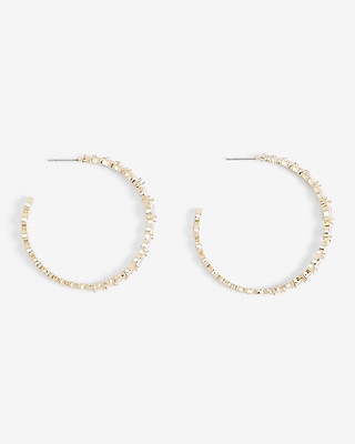 Rhinestone Teardrop Lined Hoop Earrings