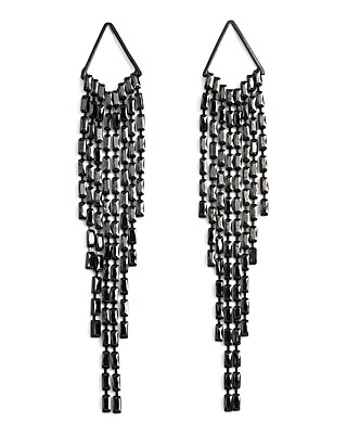 Triangle Crystal Fringe Drop Earrings