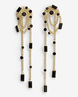 Rhinestone Draped Chain Drop Earrings