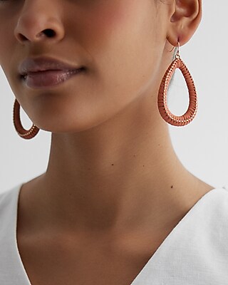 Oval Wrapped Drop Earrings Women's Orange