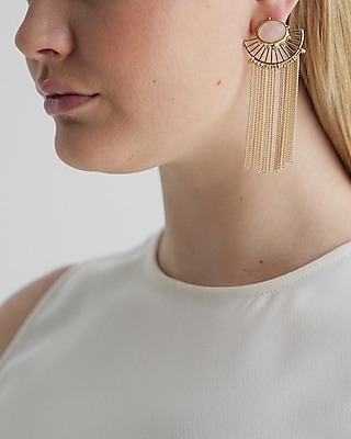 Stone Fringe Drop Earrings