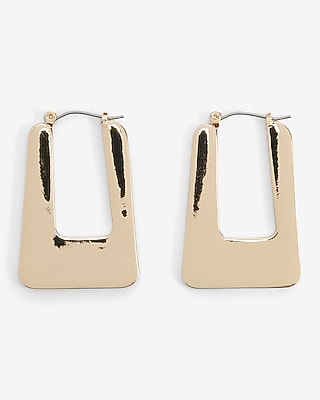 Wide Rectangle Snap Back Hoop Earrings