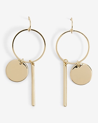 Circle & Bar Charm Drop Earrings