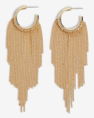 Post Back Fringe Hoop Earrings