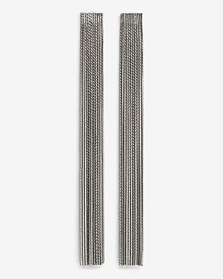 Straight Fringe Drop Earrings Women's Silver