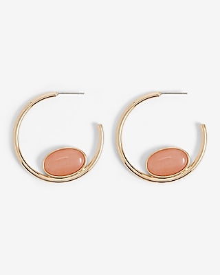 Stone Embellished Rhinestone Hoop Earrings