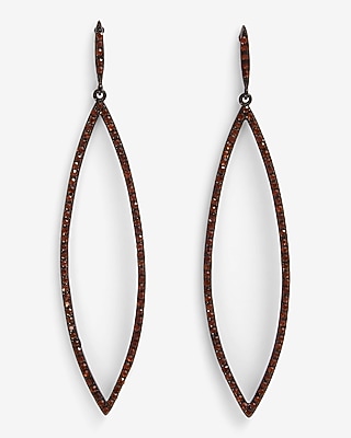 Rhinestone Teardrop Post Back Drop Earring Women's Brown