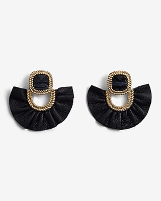 Leather Fan Doorknocker Earrings