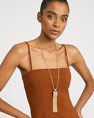 Gold Fringe Pendant Necklace