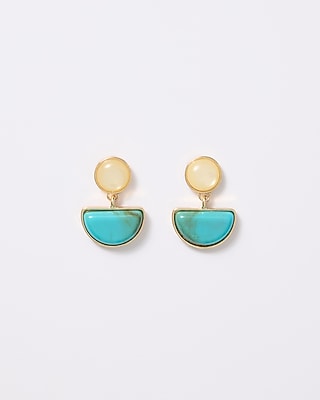 Turquoise Drop Pearl Stud Earrings