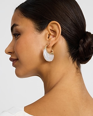 Chunky Organic Pearl Hoop Earrings