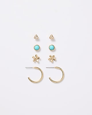 Gold Turquoise Variety 4 Pack Earrings
