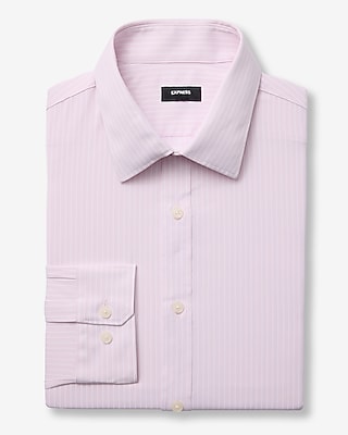 Express Men's Slim Striped Wrinkle-Resistant Everyday Performance Dress Shirt in Pink XL